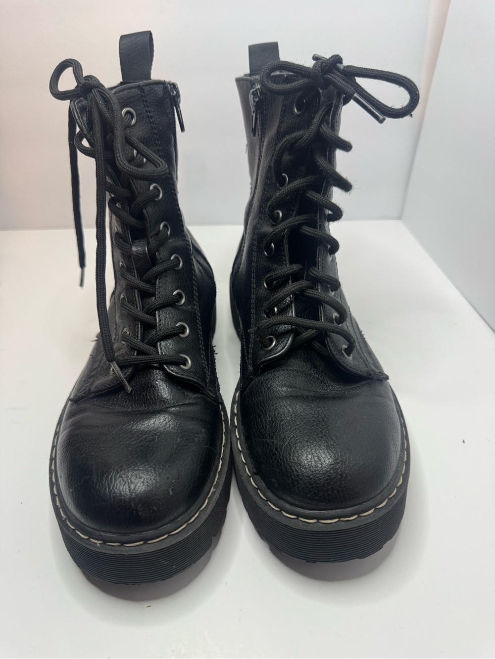 Sincerely Jules'Harley'Black Vegan Leather Boots Womens Size 7M